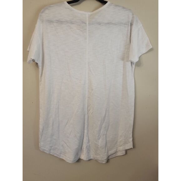 Knox Rose V Neck Button Short Sleeve White Tee Women Size Small Summer Casual - Picture 2 of 4